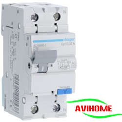 Hager Aptomat chống giật 2 cực - 20A AD620B